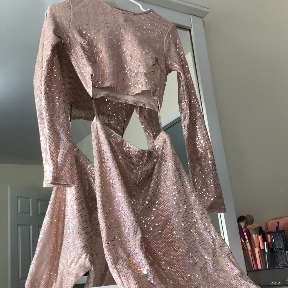 Two piece sequin rose gold set